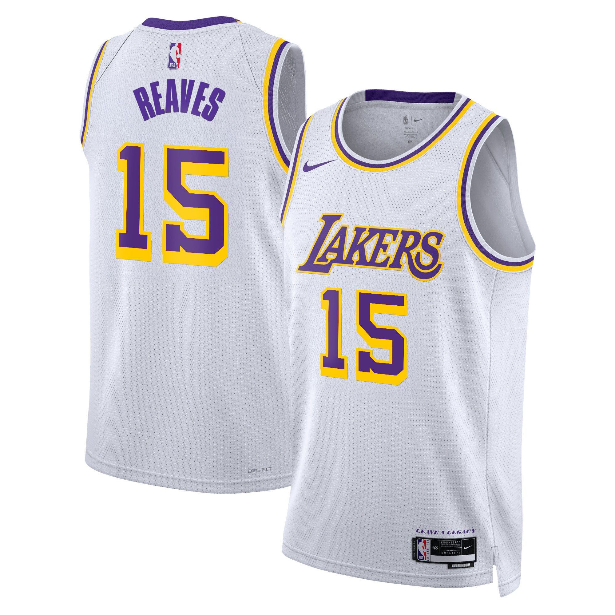 Men Los Angeles Lakers #15 Reaves White 2025 Nike Swingman NBA Jersey->->NBA Jersey